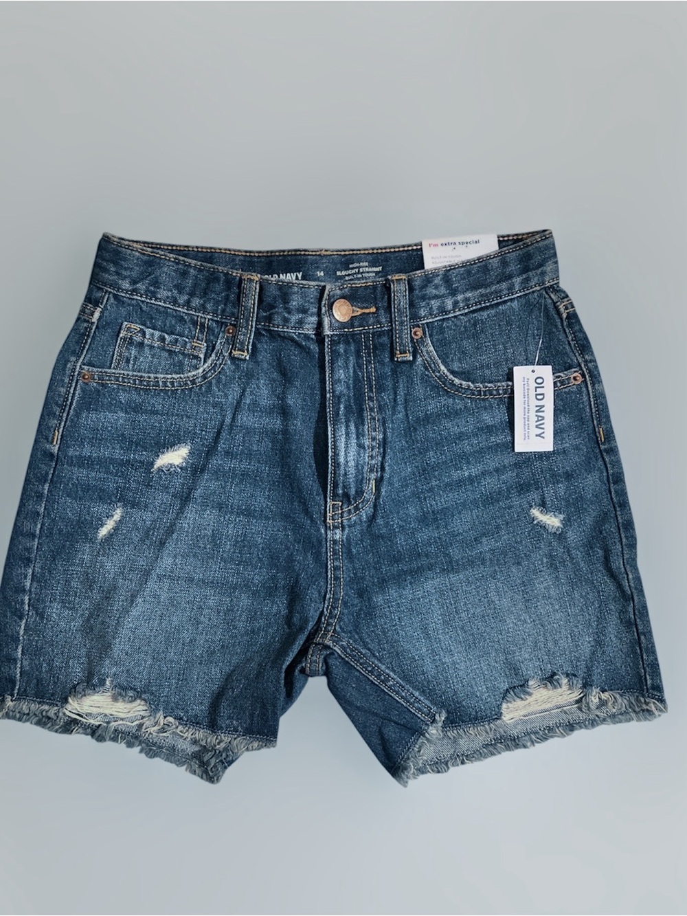 Old Navy Girl’s Distressed Denim Jean Shorts 14